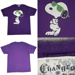 Vintage Changes Snoopy Tee Shirt Men’s Size Medium M Purple Graphic Cotton